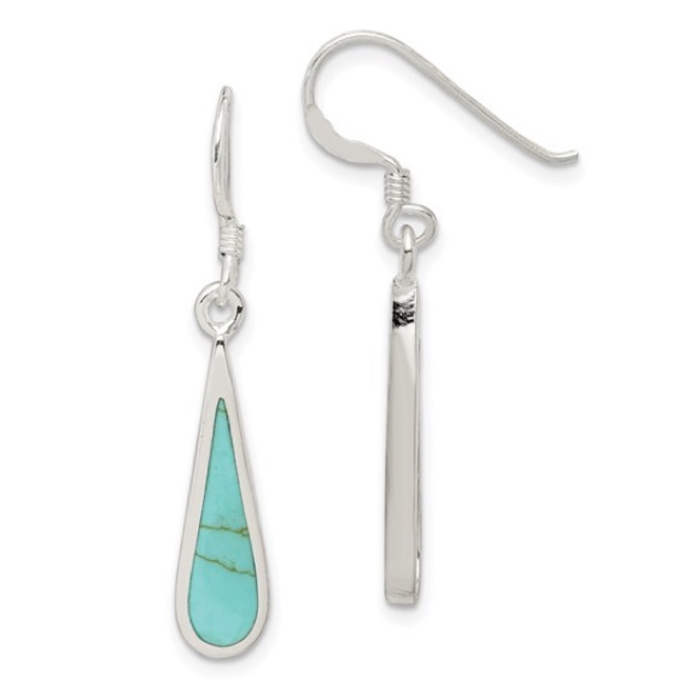 925 Sterling Silver Turquoise French Wire Earrings
